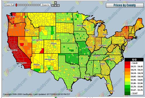 Gas station prices map pricing